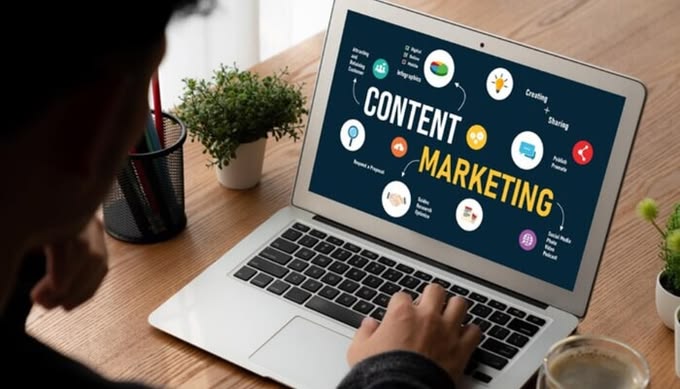 Person creating content marketing strategy for business growth